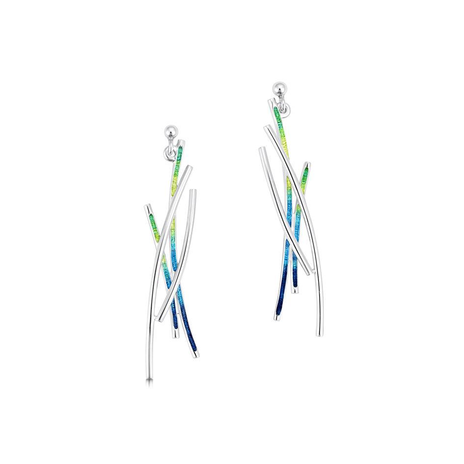 Sheila Fleet Silver and Enamel Grasses Earrings - EEXX186-Ogham Jewellery