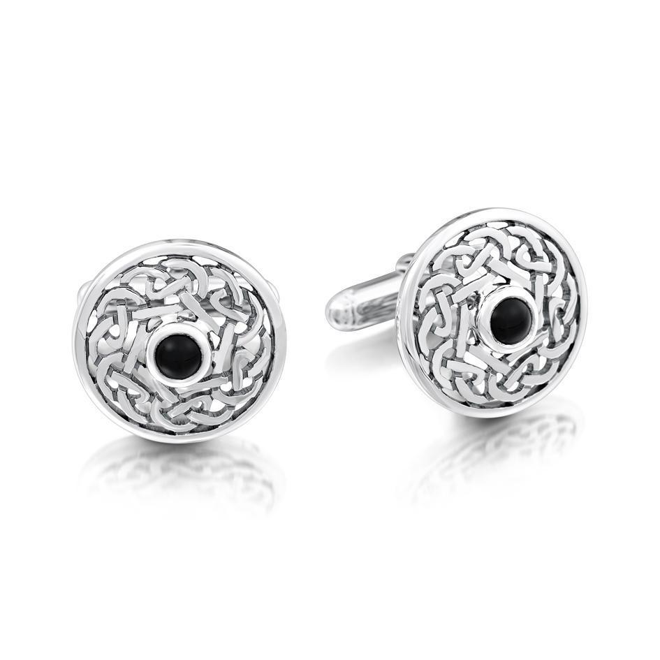 Sheila Fleet Silver and Onyx Cufflinks - SCL11-Ogham Jewellery