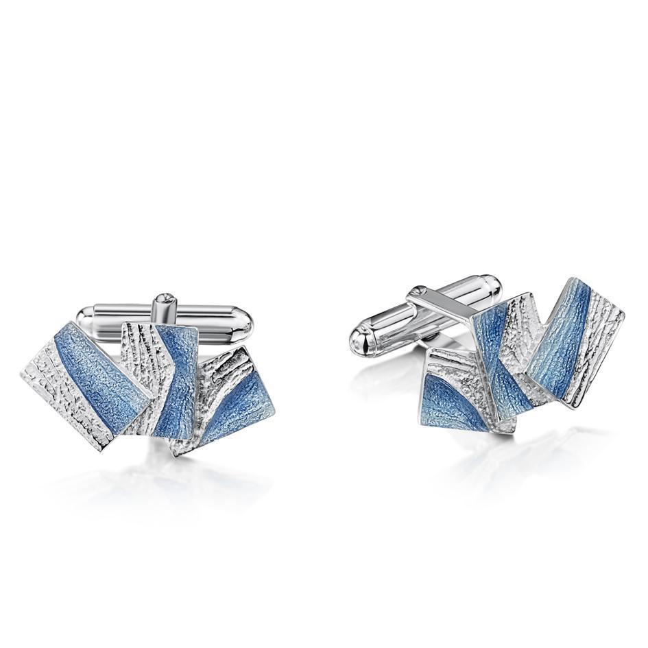 Sheila Fleet Silver &amp; Enamel Flagstone Cufflink - ECL0137-Ogham Jewellery
