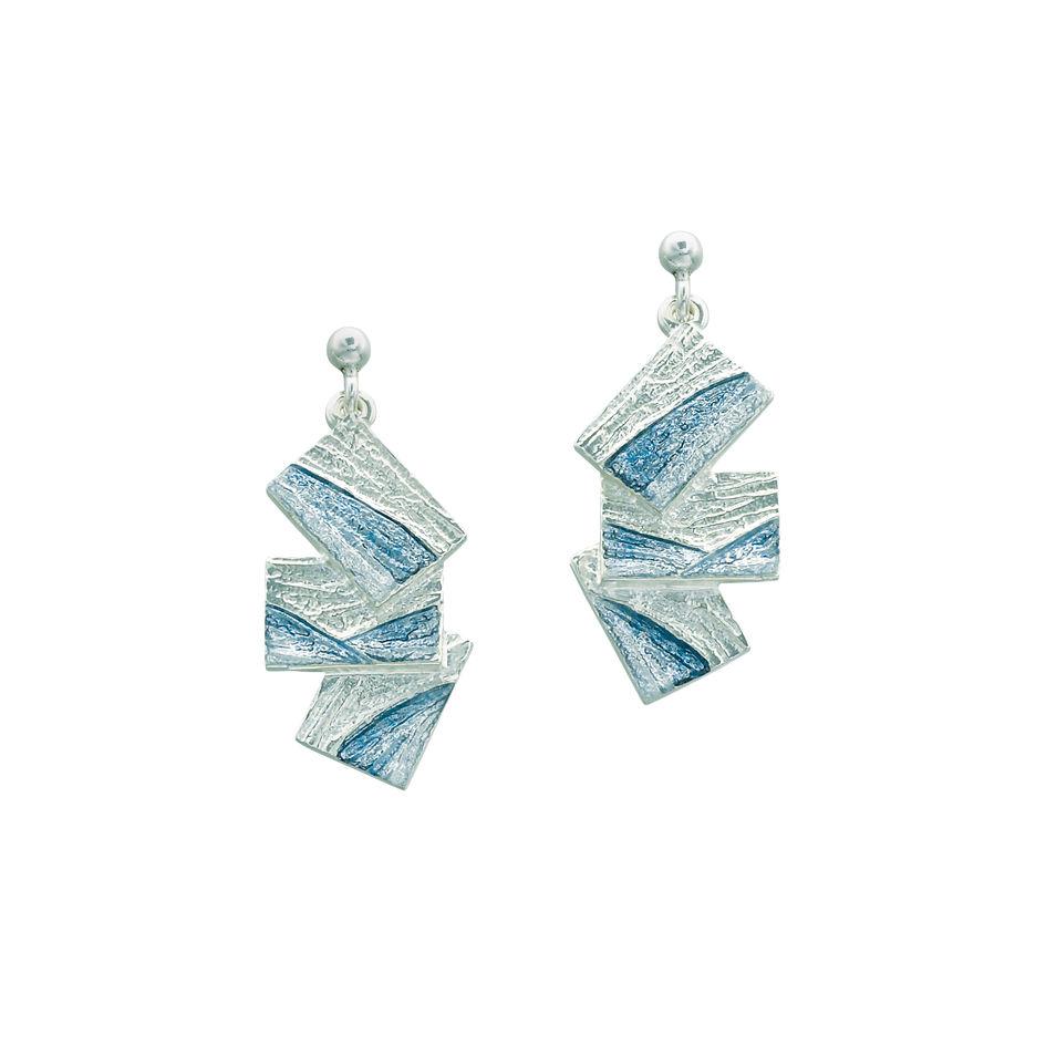 Sheila Fleet Silver &amp; Enamel Flagstone Earrings - EEXX137-Ogham Jewellery