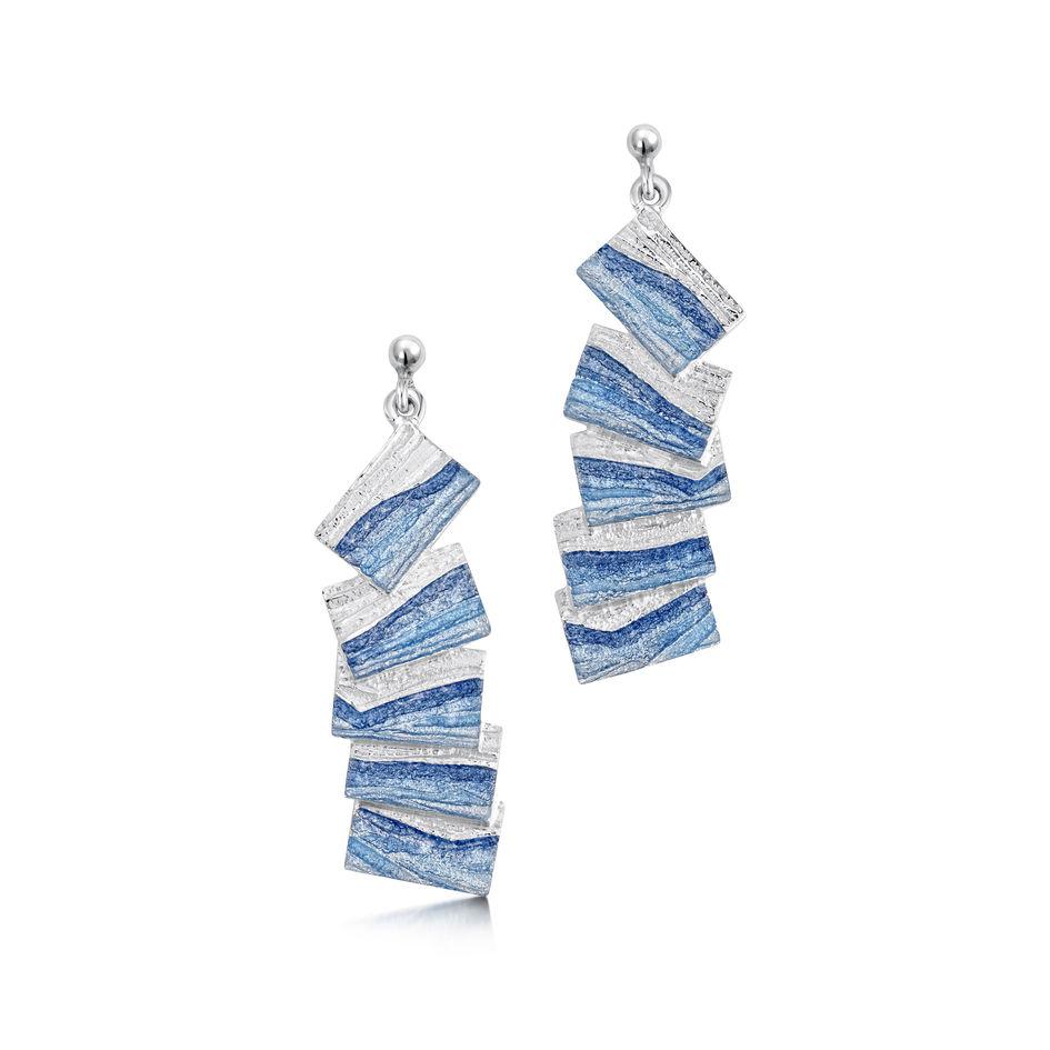 Sheila Fleet Silver & Enamel Flagstone Earrings - EEXXX137-Ogham Jewellery