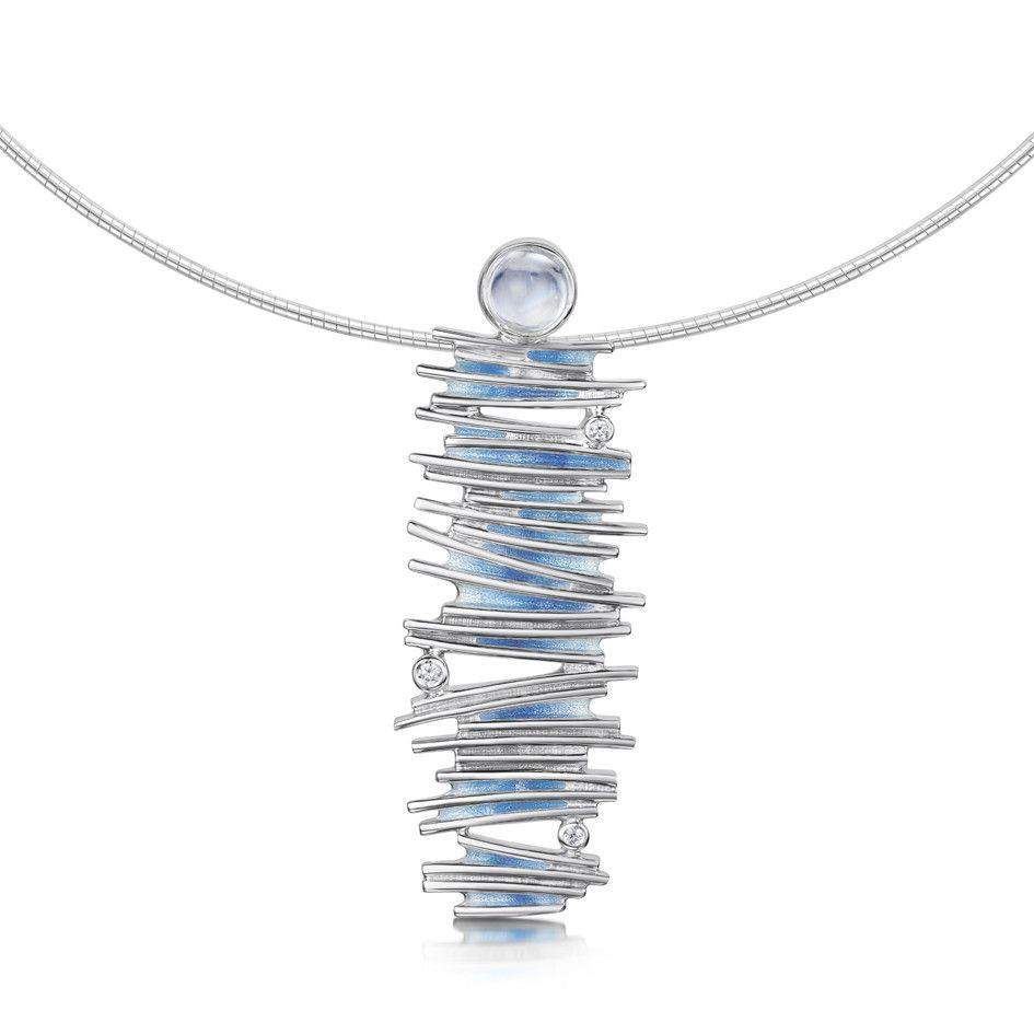 Sheila Fleet Silver &amp; Enamel Moonlight Necklace ESNXX149-Ogham Jewellery