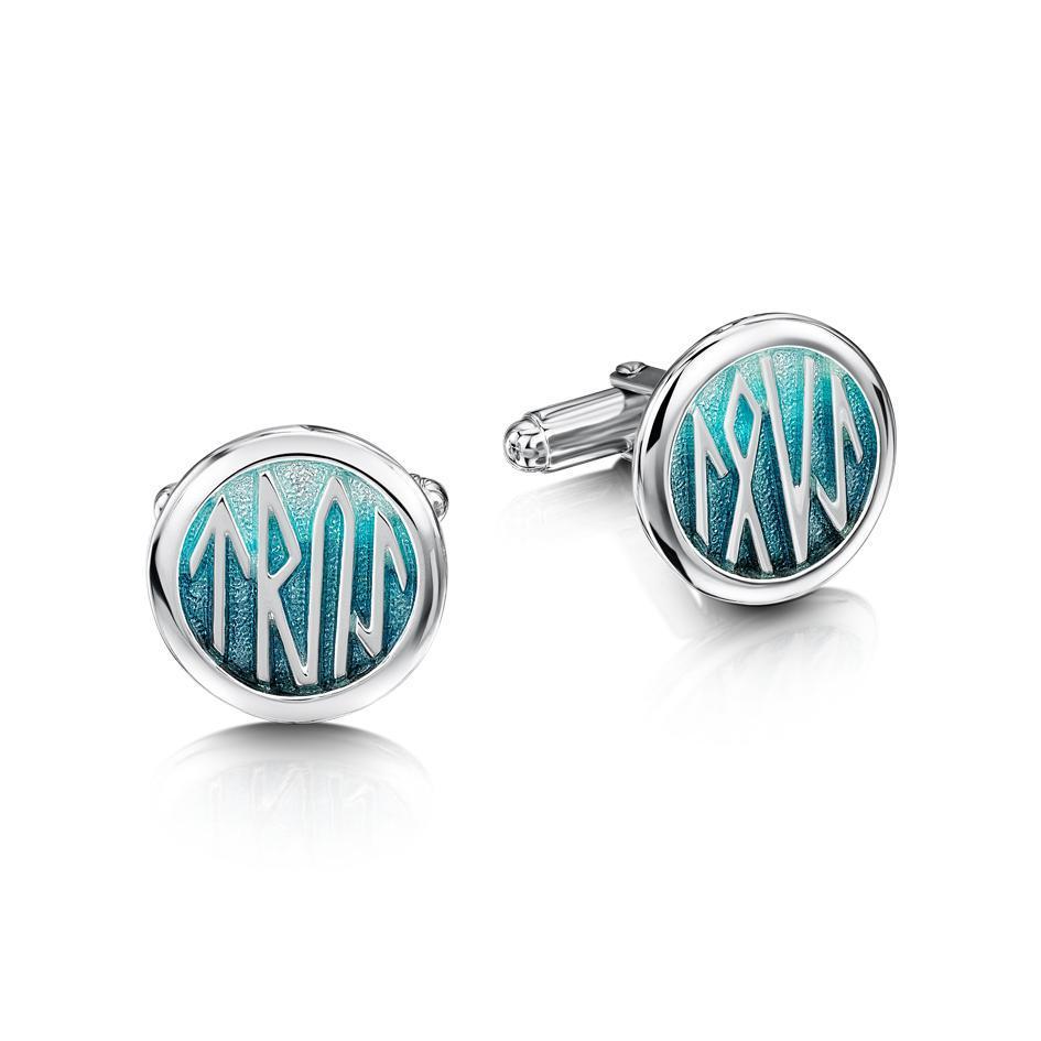 Sheila Fleet Silver &amp; Enamel Runic Cufflink - ECLX34-Ogham Jewellery