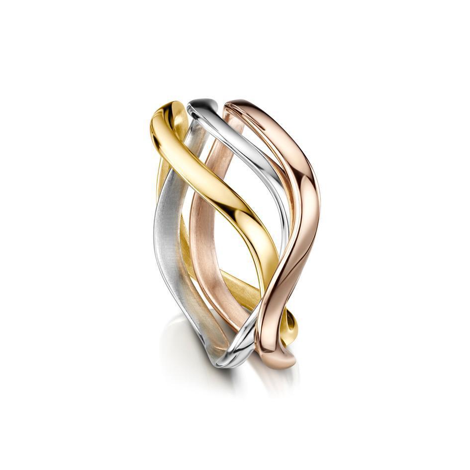 Sheila Fleet Three Coloured Gold Tidal Ring - WYRR160-Ogham Jewellery