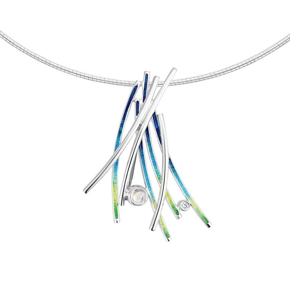 Sheila Fleet Wild Grasses Silver and Enamel Necklet - ESNX187-Ogham Jewellery