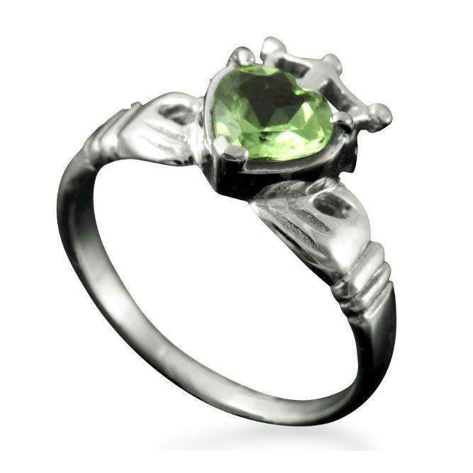 Shetland Gemstone Set Claddagh Ring - R152-Ogham Jewellery