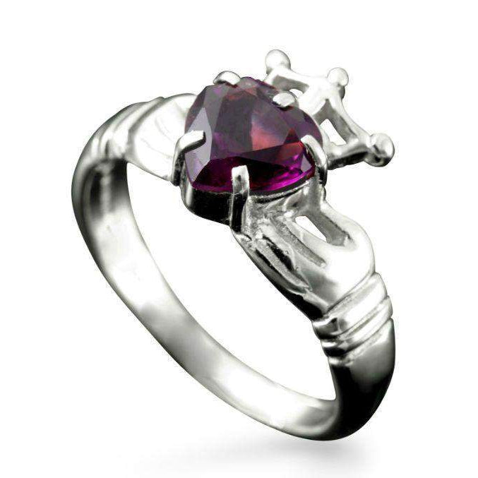 Shetland Gemstone Set Claddagh Ring - R152-Ogham Jewellery