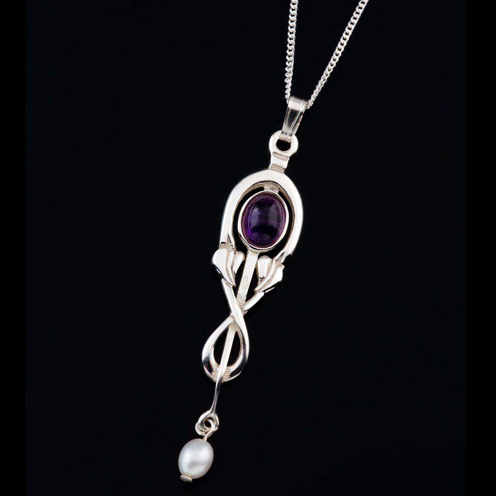 Shetland Glasgow Girls Sterling Silver Or Gold Amethyst Pendant - GP260-s-g-Ogham Jewellery