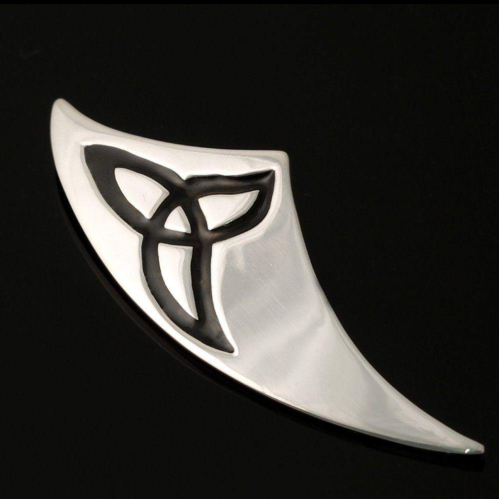 Shetland Jewellery Sterling Silver Triquetra Curved Large Brooch - B726-Ogham Jewellery