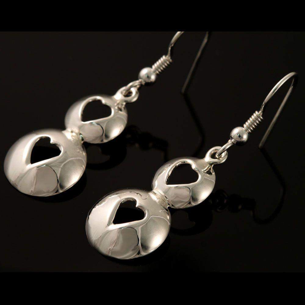 Shetland Peerie Smoorkins Drop Or Hook Two Heart Earrings - E353-D-S-Ogham Jewellery