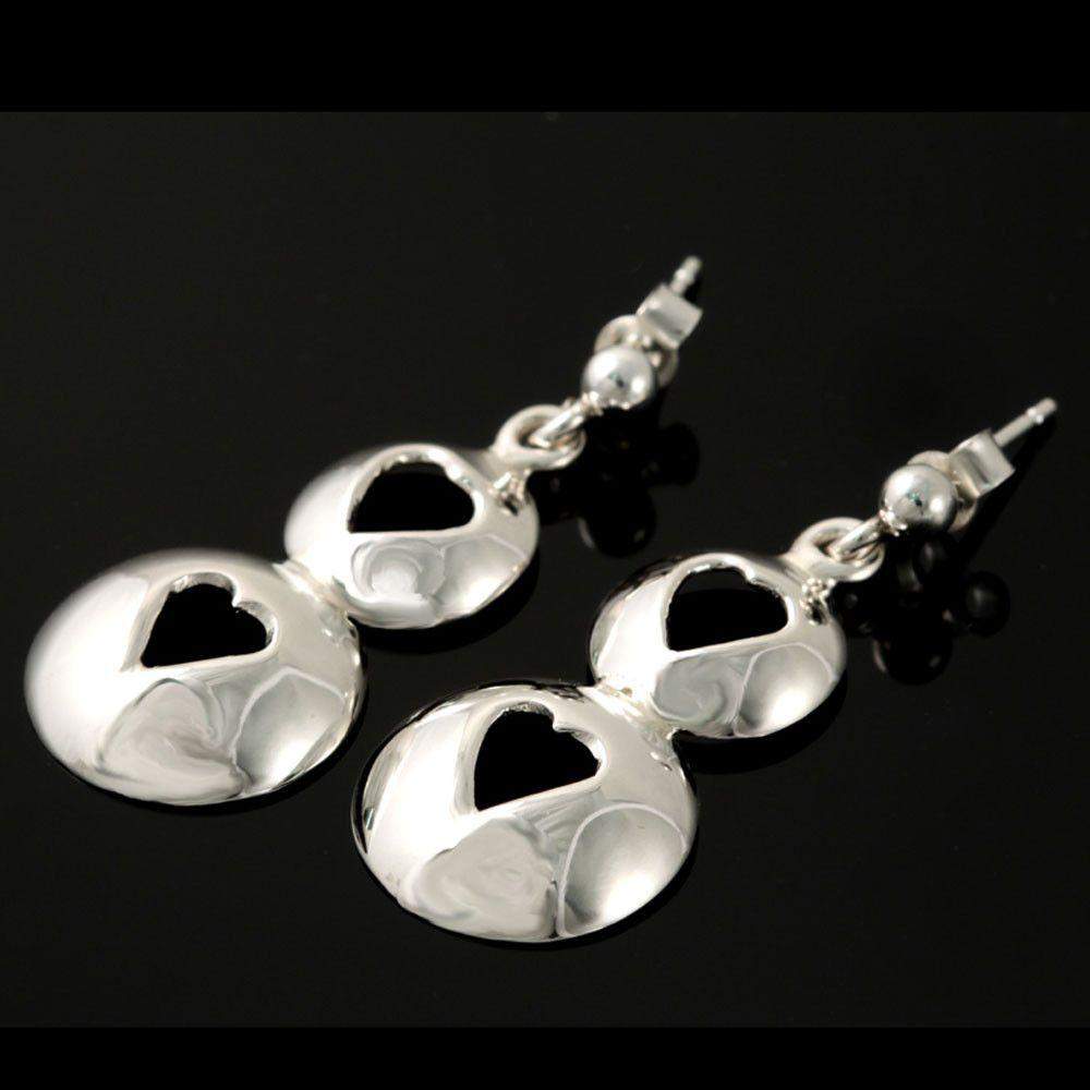 Shetland Peerie Smoorkins Drop Or Hook Two Heart Earrings - E353-D-S-Ogham Jewellery
