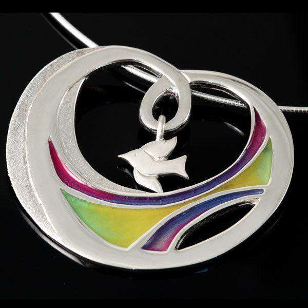 Shetland Silver And Enamel Pendant -SDP09-Ogham Jewellery