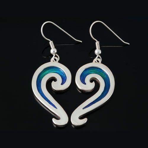 Shetland Silver And Enamel Wave Earrings SSE33-Ogham Jewellery
