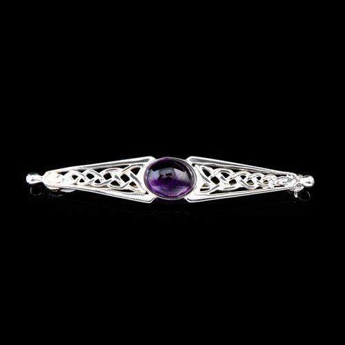 Shetland Silver or Gold And Amethyst Celtic Brooch AB150A-Ogham Jewellery
