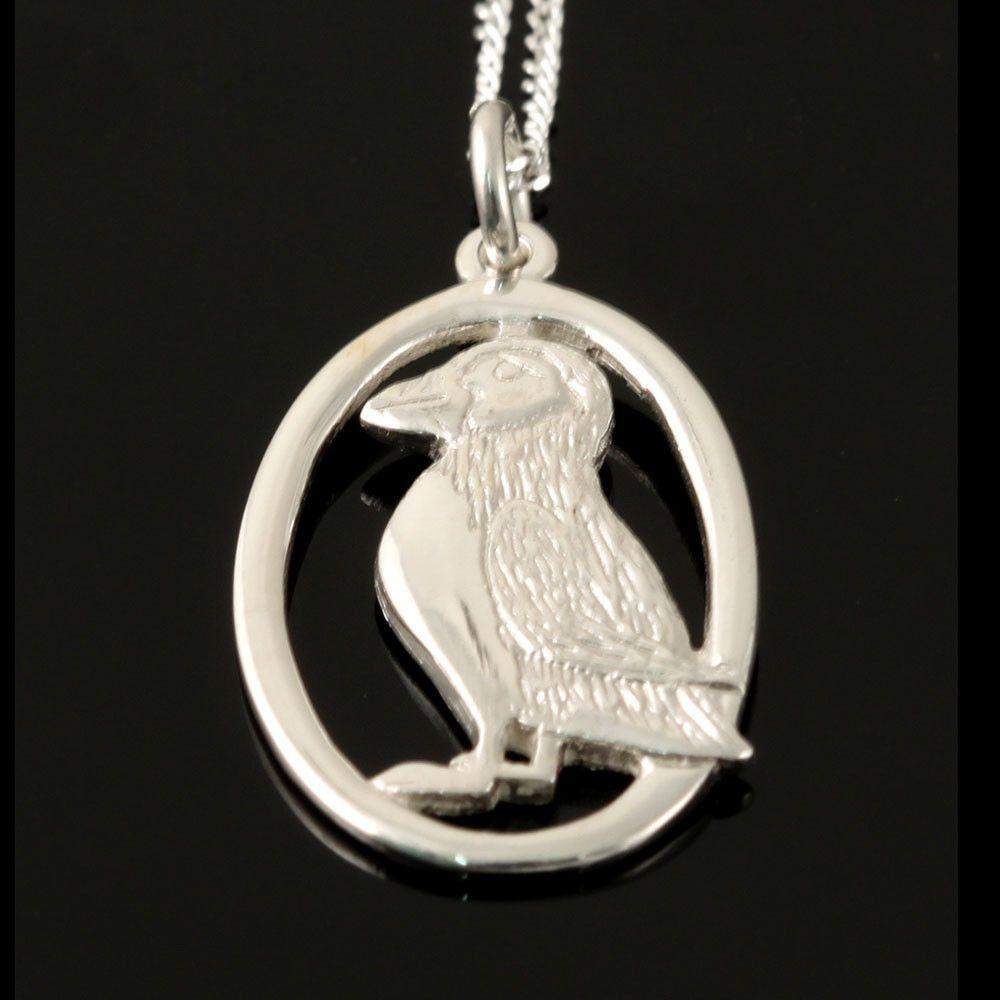 Shetland Silver Or Gold Oval Puffin Pendant - P10-s-Ogham Jewellery