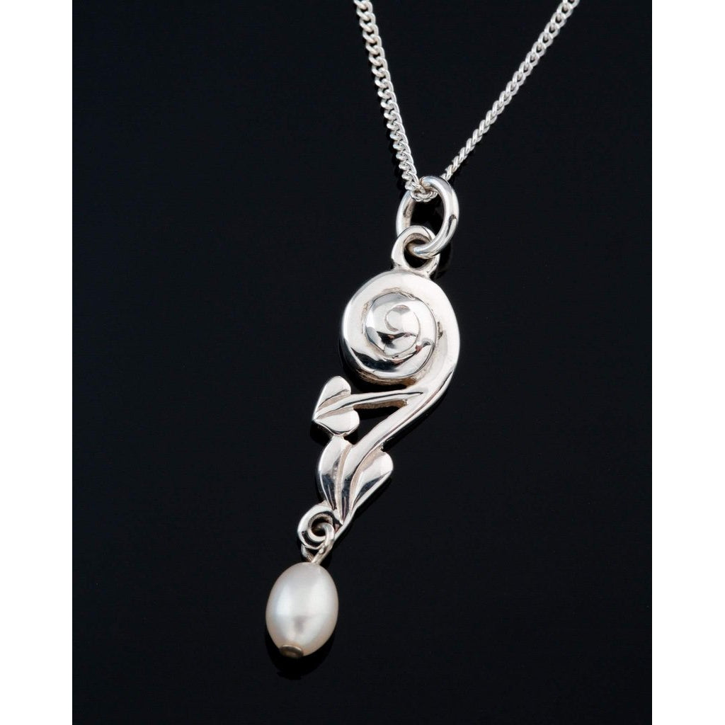 Shetland Silver or Gold Pearl Pendant GP200P-Ogham Jewellery