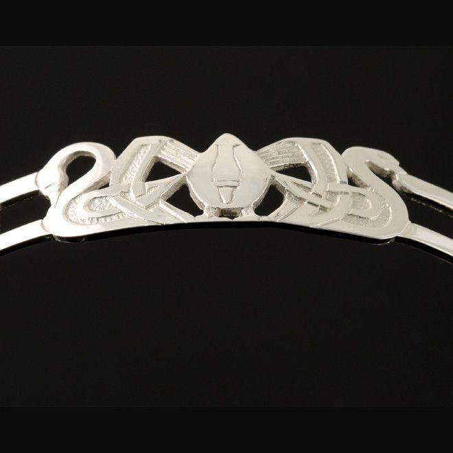Shetland Silver Or Gold Three Nornes Heavyweight Long Bangle - BA774-s-Ogham Jewellery