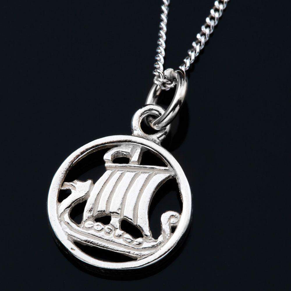 Shetland Silver Or Gold Viking Long Ship Pendant - P99-s-Ogham Jewellery