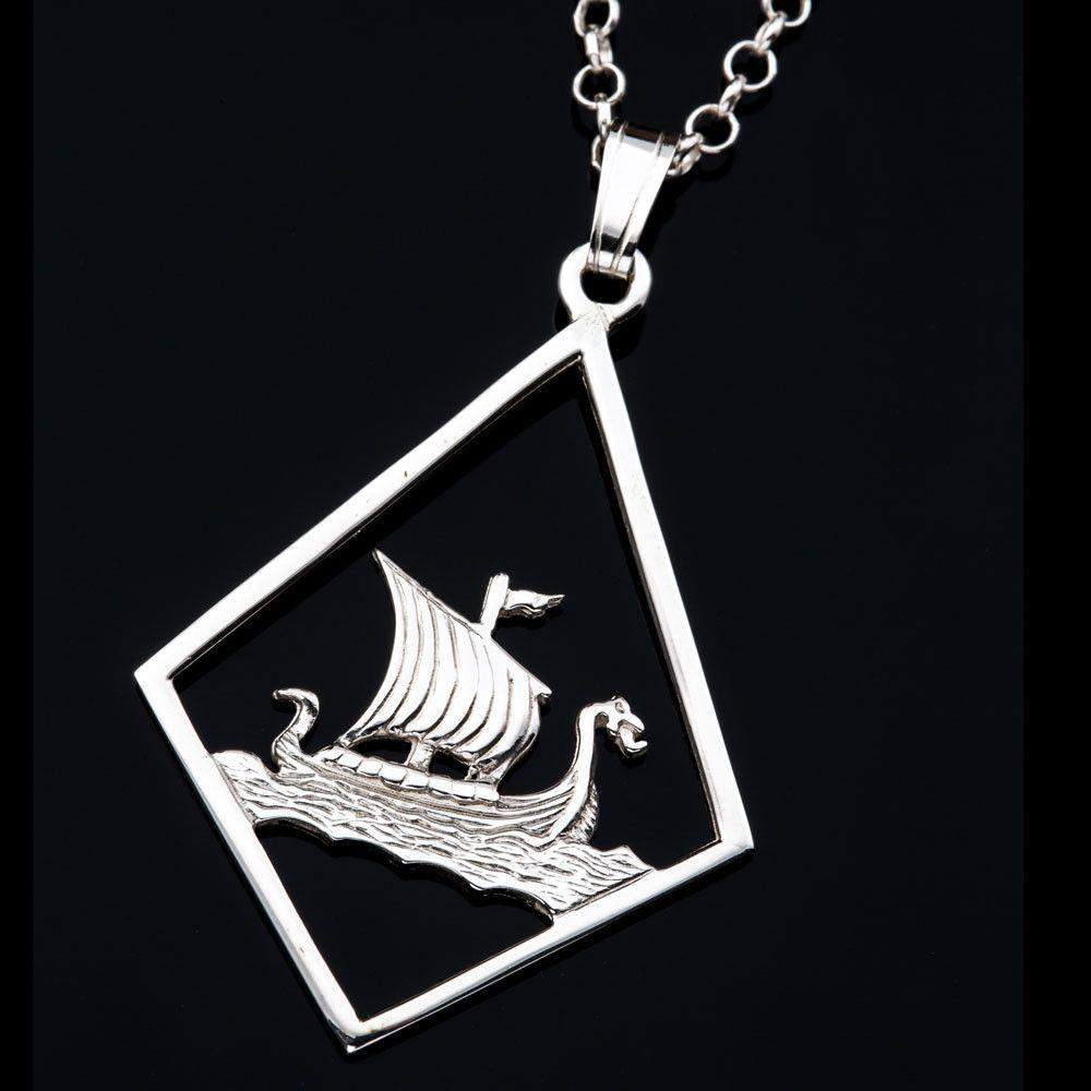 Shetland Silver Or Gold Viking Ship Pendant - P40-s-Ogham Jewellery