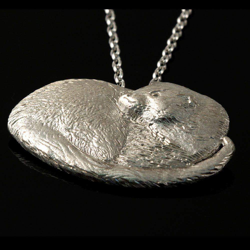 Shetland Silver Otter Pendant - P463-s-Ogham Jewellery