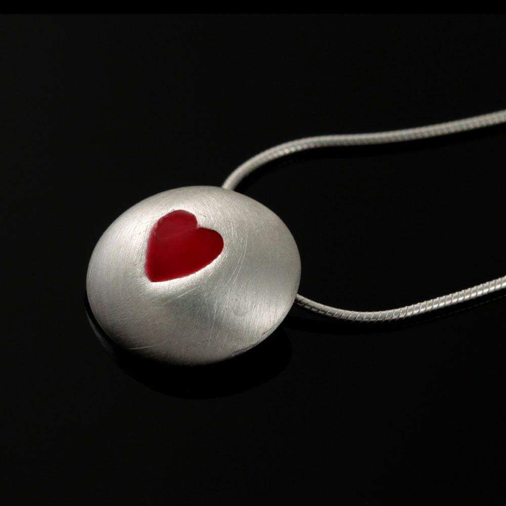 Shetland Silver Peerie Smoorikins Enamel Heart Pendant - P352R-Ogham Jewellery