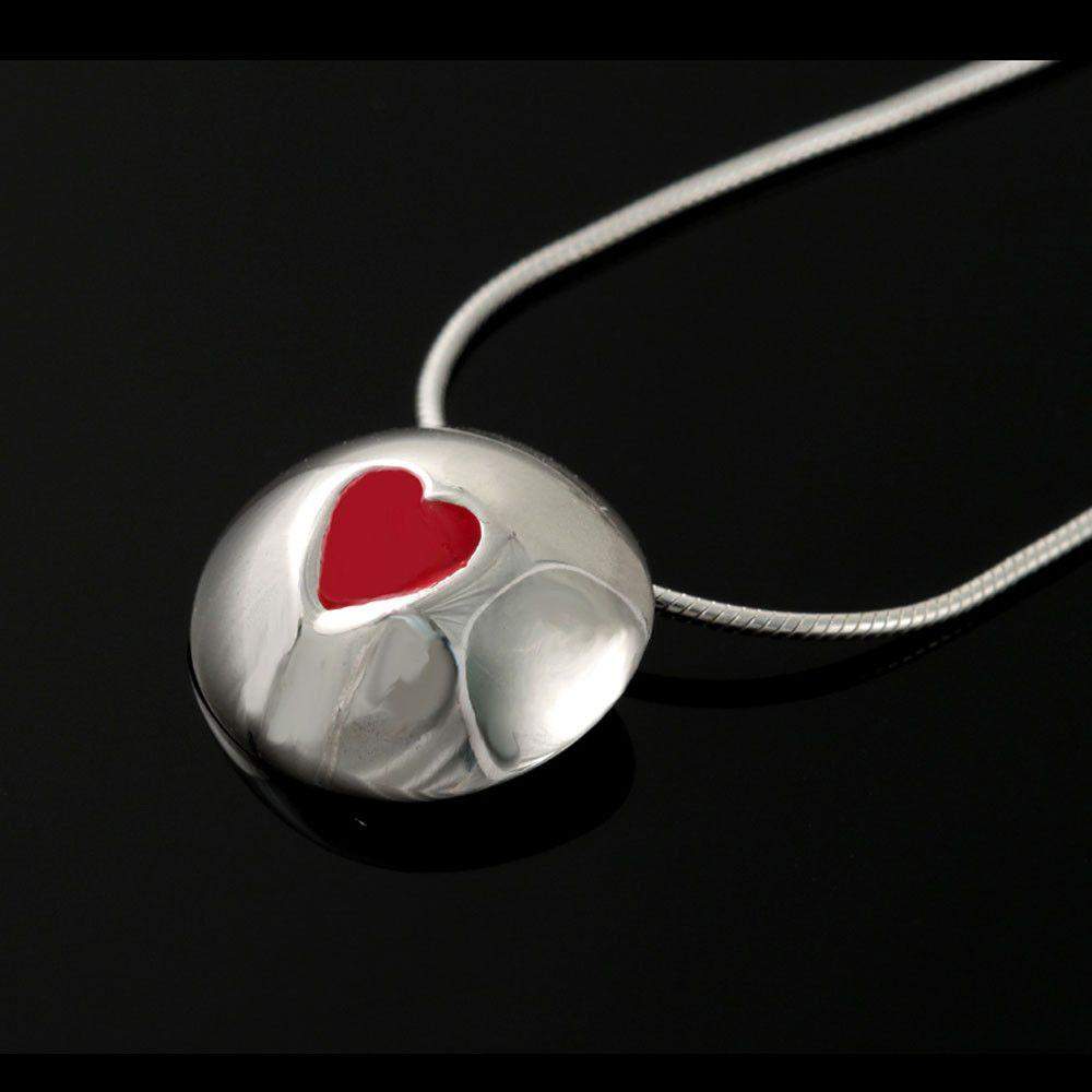 Shetland Silver Peerie Smoorikins Enamel Heart Pendant - P352R-Ogham Jewellery