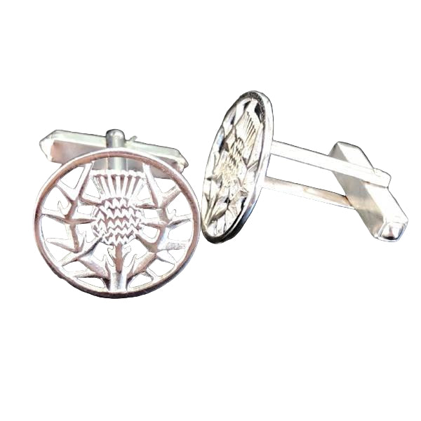 Shetland Silver Thistle Cufflinks - C422-Ogham Jewellery