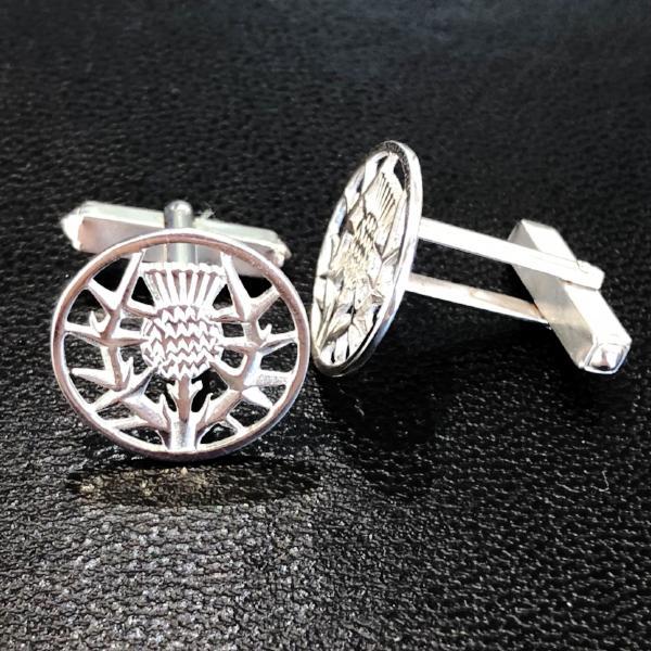 Shetland Silver Thistle Cufflinks - C422-Ogham Jewellery