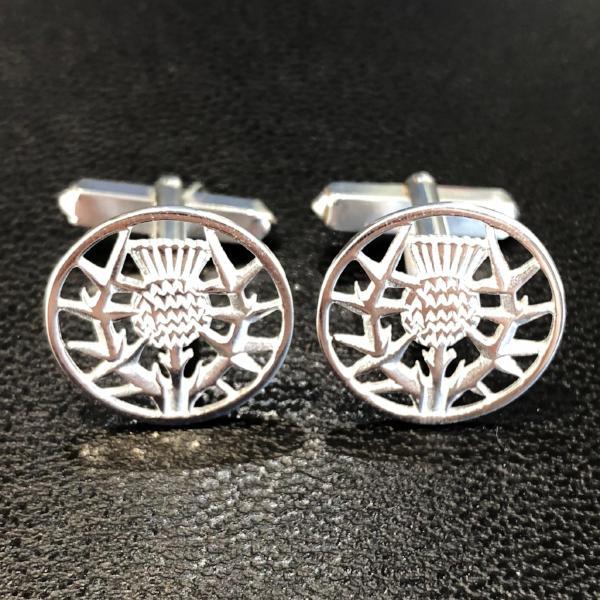 Shetland Silver Thistle Cufflinks - C422-Ogham Jewellery