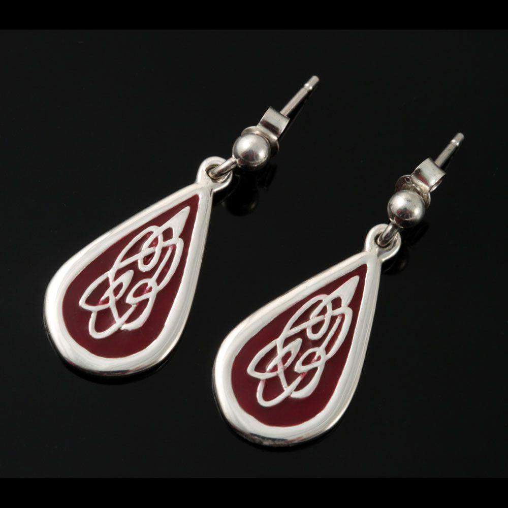 Shetland Sterling Silver And Enamel Celtic Fire Earrings -CFE11-d-CF-Ogham Jewellery