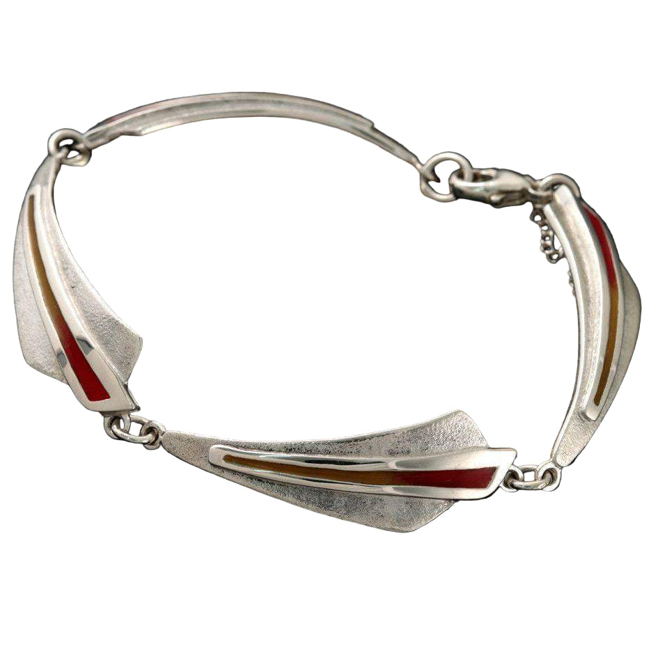 Shetland Sterling Silver Celtic Fire Two Tone Bracelet -CFBR03-CF-Ogham Jewellery