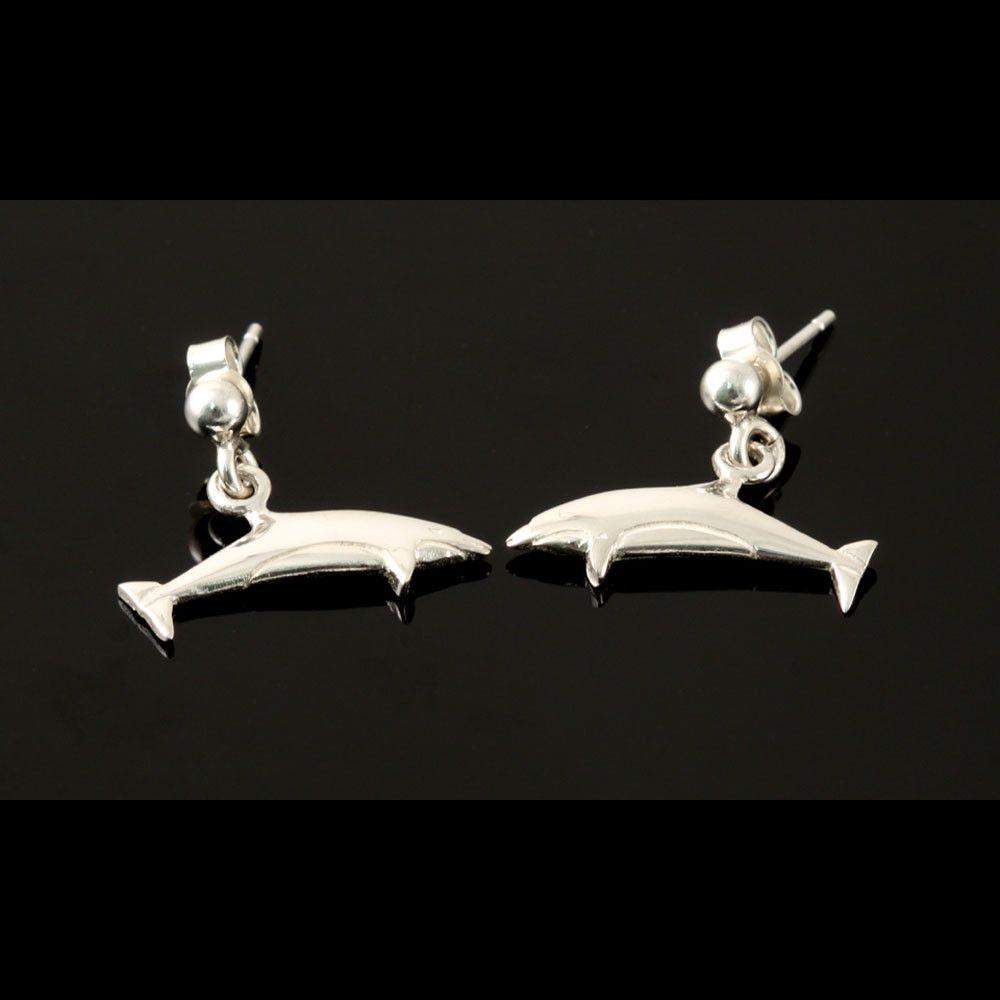 Shetland Sterling Silver Dolphin Earrings - E247-S-D-Ogham Jewellery