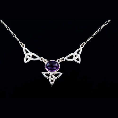 Sterling Silver or Gold Celtic Necklace With Amethyst AP103 A Ogham Jewellery