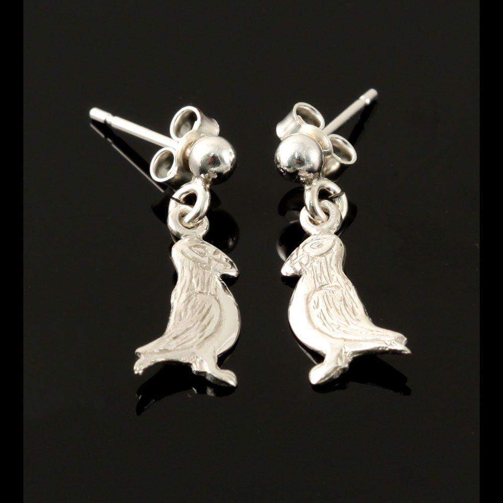 Shetland Sterling Silver Or Gold Puffin Earrings - E102-s-Ogham Jewellery