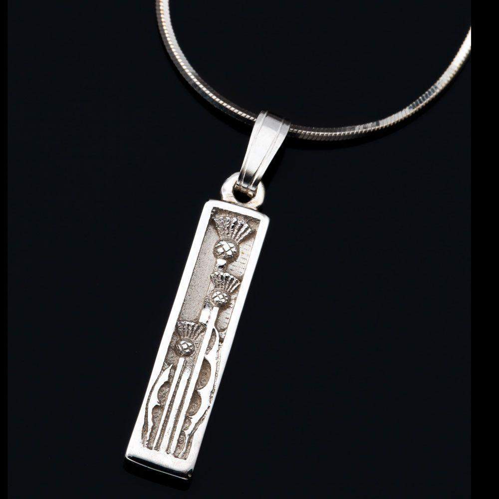 Shetland Sterling Silver Or Gold Rectangular Scottish Thistle Pendant - P321-s-Ogham Jewellery