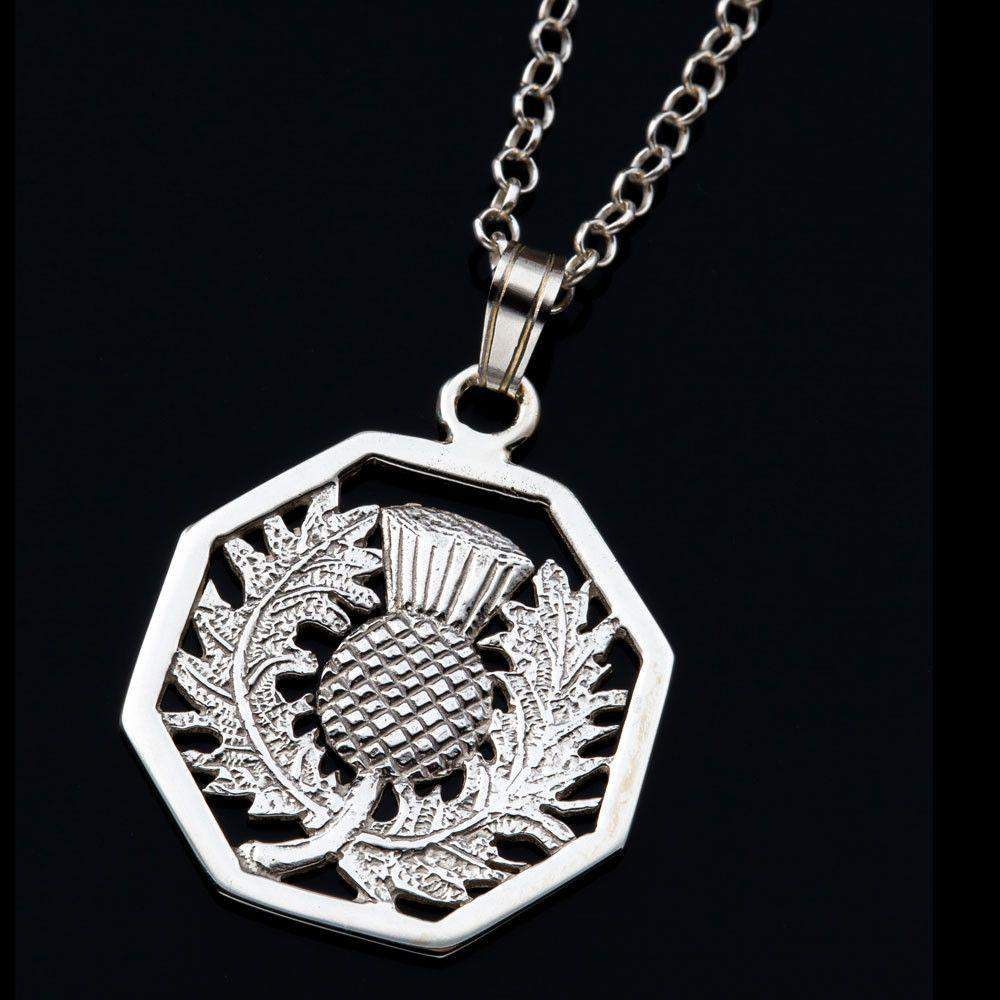 Shetland Sterling Silver Or Gold Scottish Thistle Pendant - P13-s-Ogham Jewellery