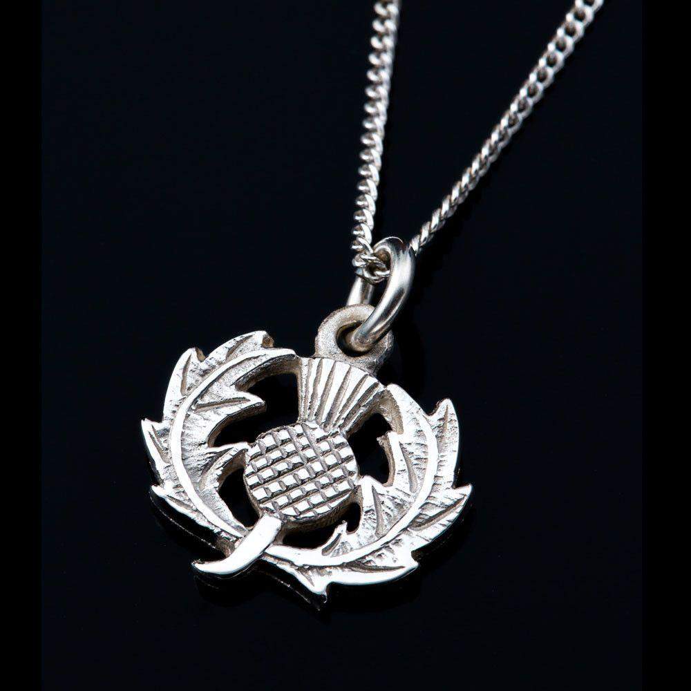 Shetland Sterling Silver Or Gold Scottish Thistle Pendant - P20-s-Ogham Jewellery