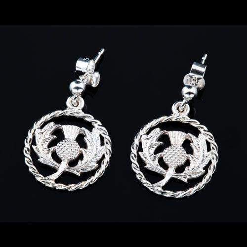 Shetland Sterling Silver or Gold Thistle Earrings-E323-Ogham Jewellery