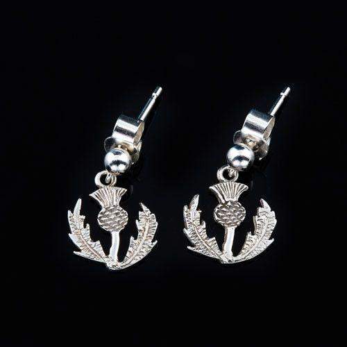 Shetland Sterling Silver or Gold Thistle Earrings-E32-Ogham Jewellery