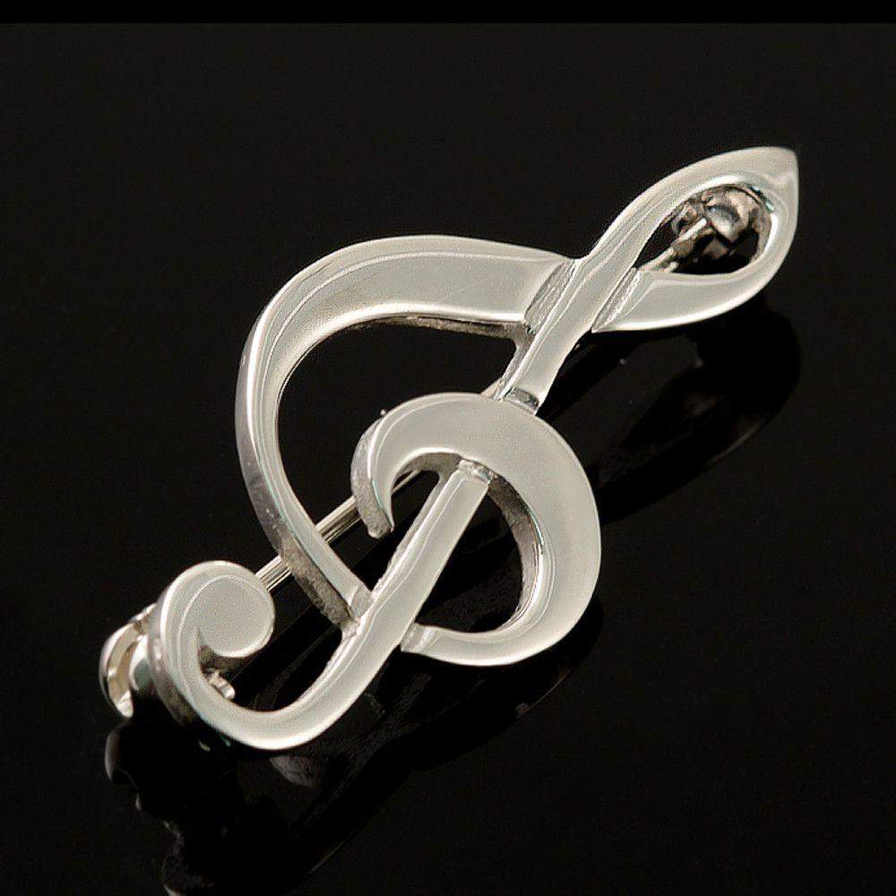 Sterling Silver Or Gold Treble Clef Musical Note Brooch B59 s