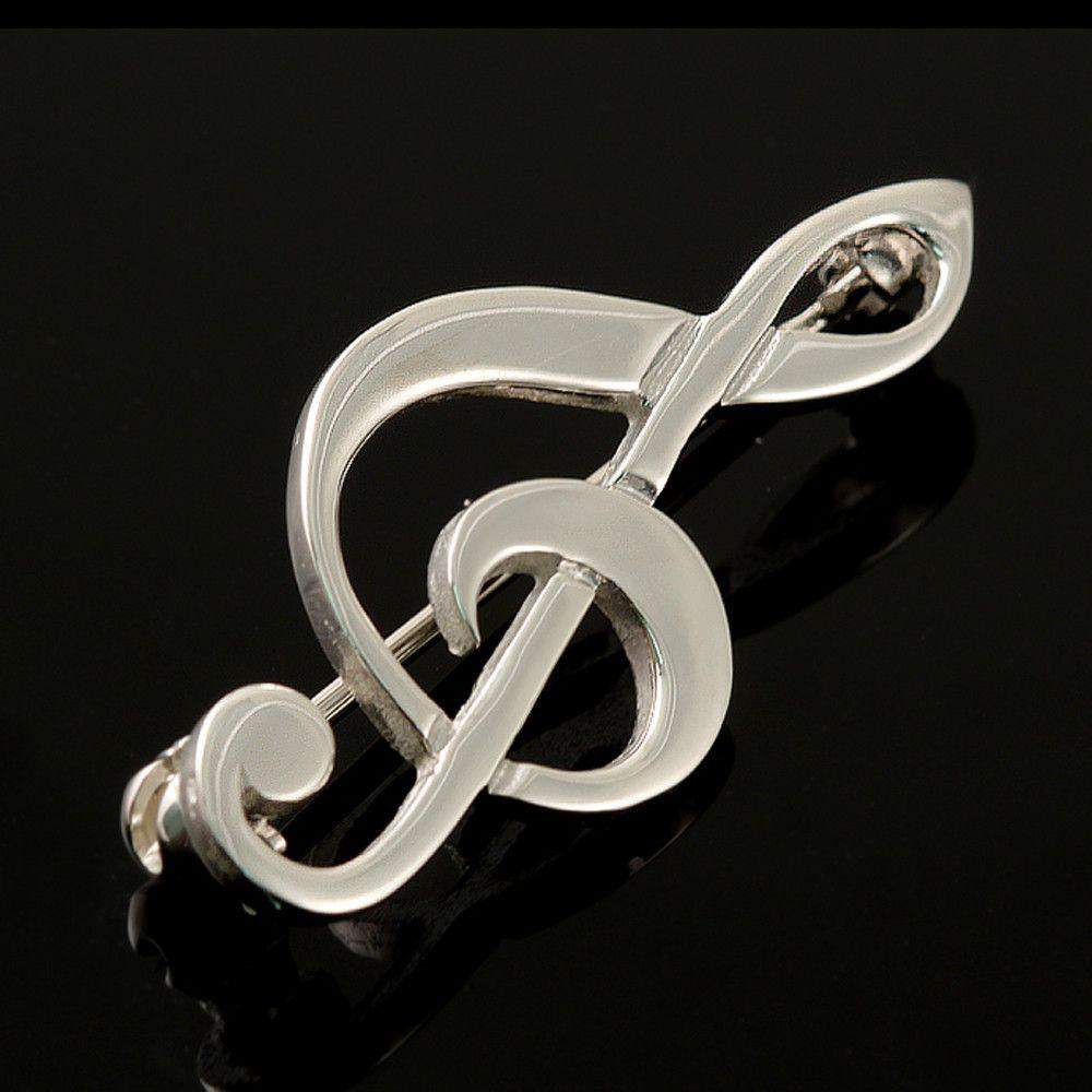 Shetland Sterling Silver Or Gold Treble Clef Musical Note Brooch - B59-s-Ogham Jewellery