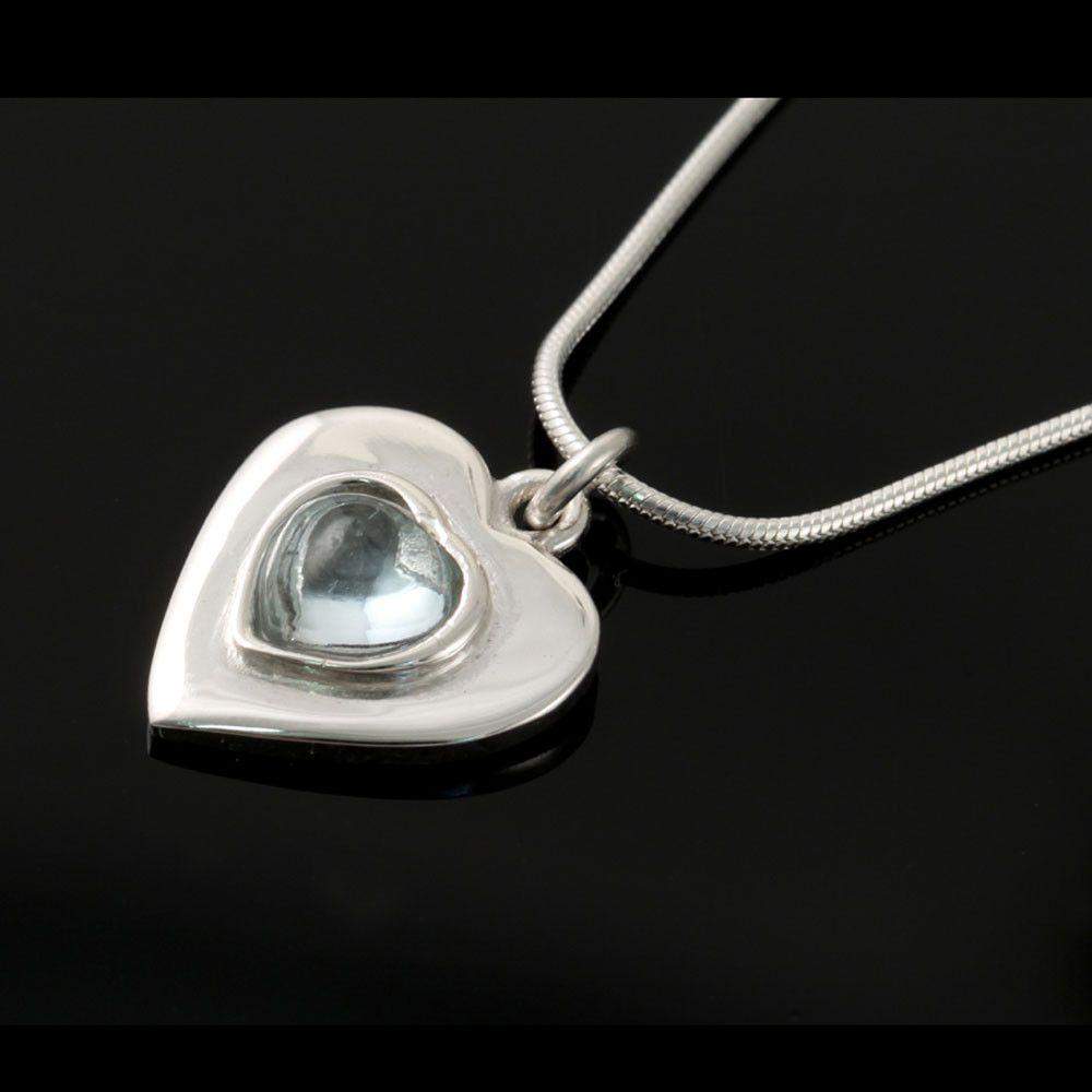 Shetland Sterling Silver Peerie Smoorikins Heart With Topaz Pendant - P356-bt-s-Ogham Jewellery