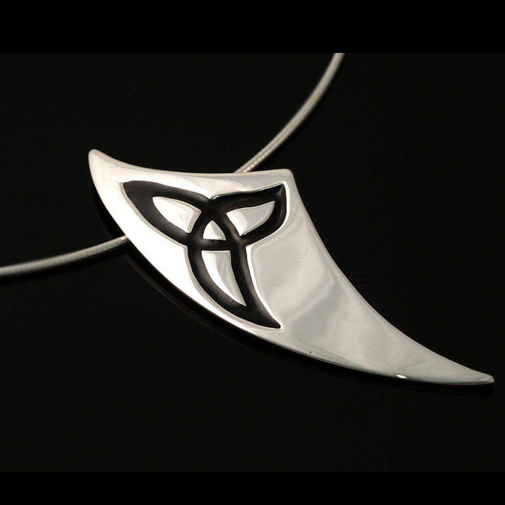 Shetland Sterling Silver Triquetra Curved Pendant - P726-Ogham Jewellery
