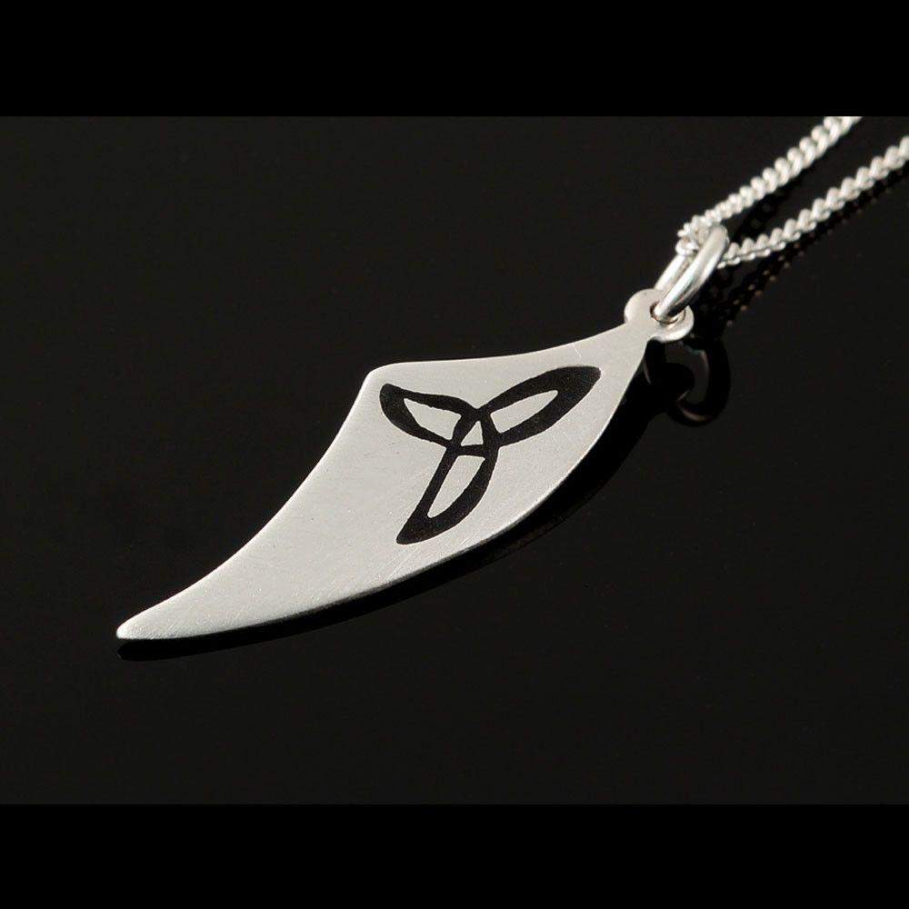 Shetland Sterling Silver Triquetra Curved Small Pendant - P730-Ogham Jewellery