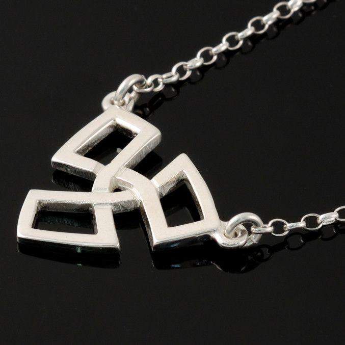 Shetland Sterling Silver Triquetra Eternity Necklace - P787-Ogham Jewellery