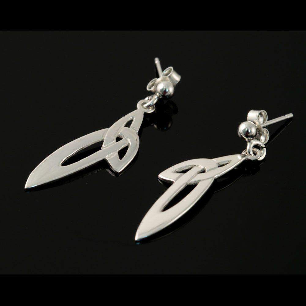 Shetland Sterling Silver Triquetra Line Of Life Earrings - E779D-Ogham Jewellery
