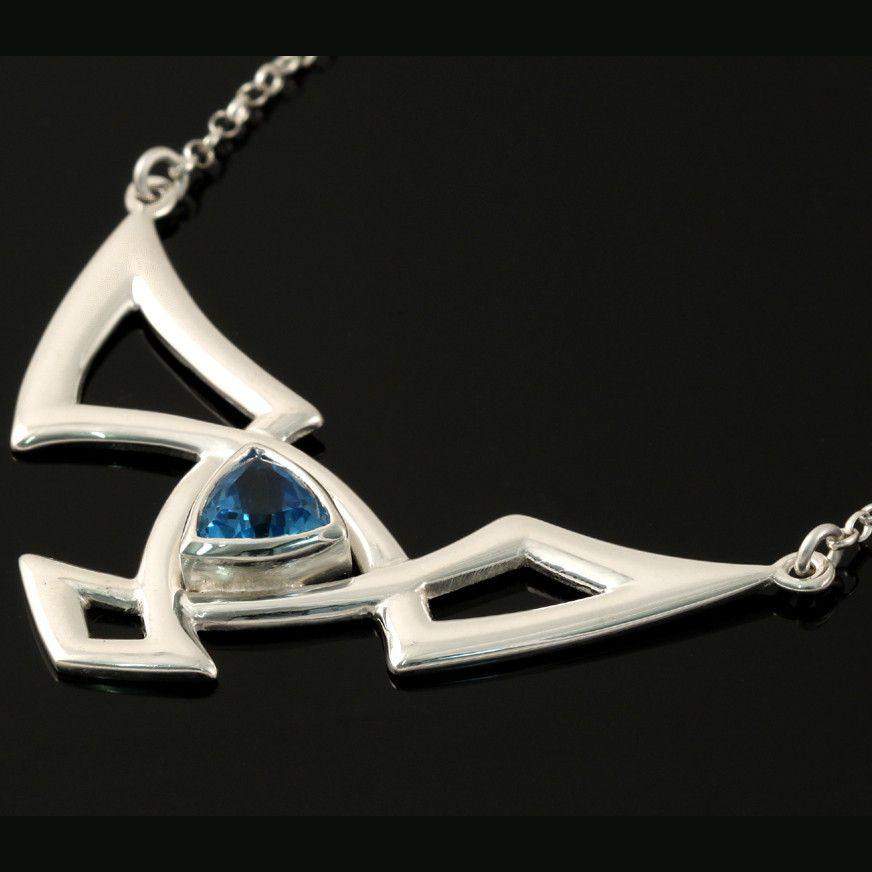 Shetland Sterling Silver Triquetra Line Of Life Necklace -P786/bt-Ogham Jewellery