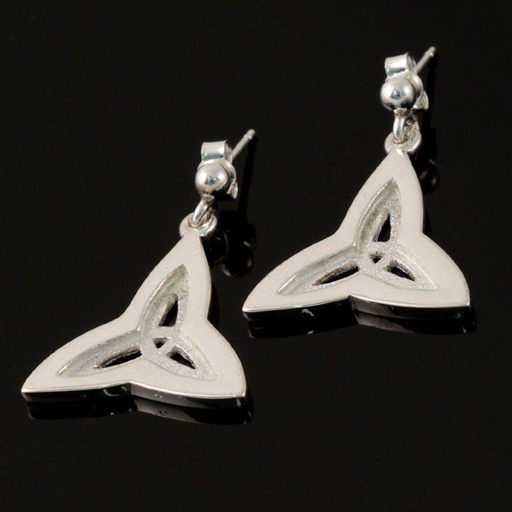 Shetland Sterling Silver Triquetra Two Tone Earrings - E792D-Ogham Jewellery