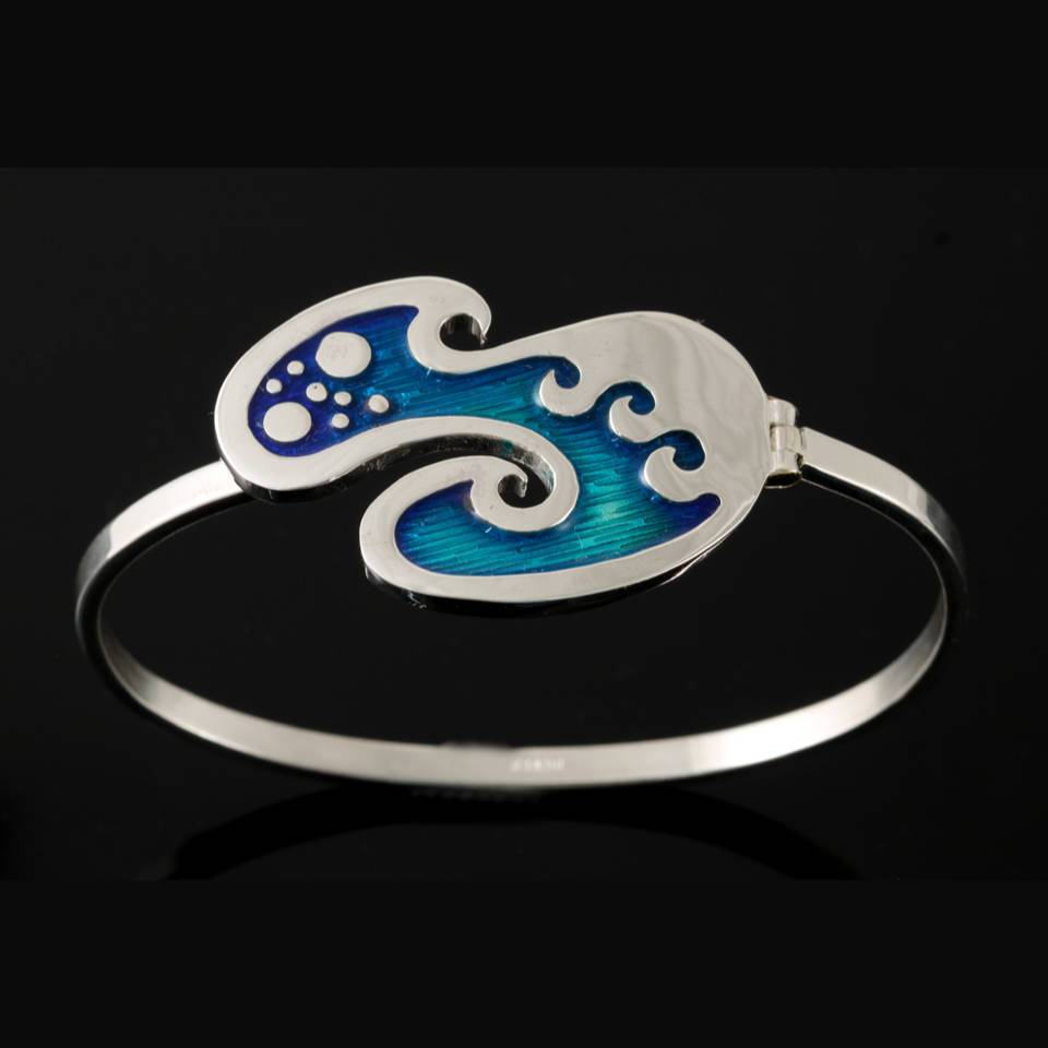 Shetland Sterling Silver Wavy Bangle - SSBA06-Ogham Jewellery