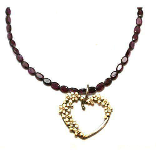 Silver, 9ct Gold & Garnets Necklace